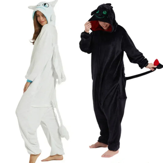 Toothless Dragon Onesie Kigurumi Cosplay Adult Unisex Flannel Pajama Anime Costume Train Your Night Funny Sleepwear Homewear